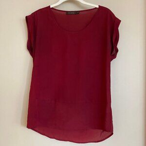 The Limited Maroon Cap Sleeve Blouse (XS)